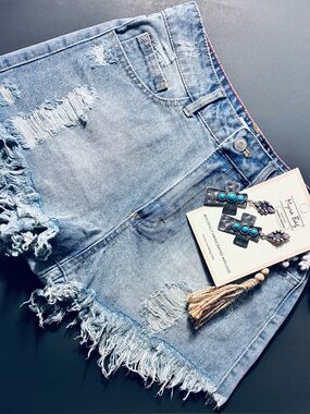 Peach Love California Blue Denim shorts